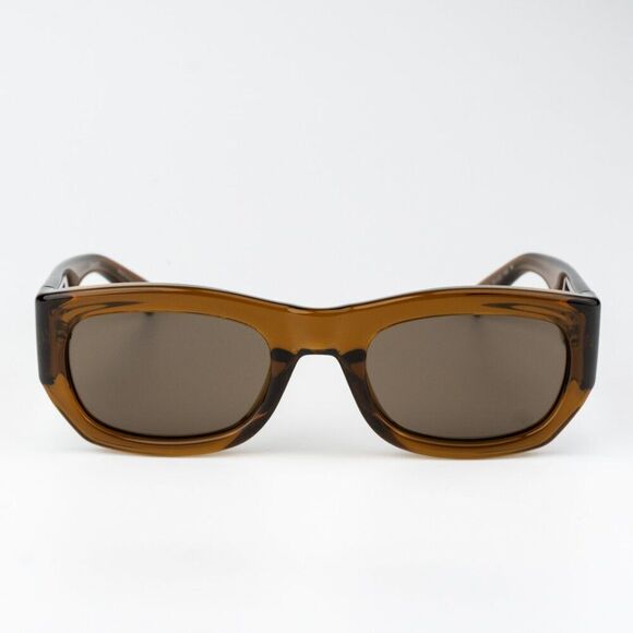 NEW Saint Laurent SL713 003 Transparent Brown Rectangle Unisex Sunglasses - Picture 5 of 11